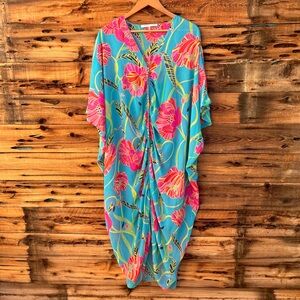 TRINA TURK | Vibrant Floral Kaftan Dress L